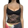 Tanks pour femmes Femmes Y2K Spaghetti STRAP LACE Frillier Camisole See-Through Halter Cami Tank Crop Shirts Summer Sorgo