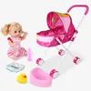 Simulatie Doll Car 21,6 inch roze baby kinderwagen huishoudelijke speelgoed voor kinderen rollenspel poppenhuis roze kinderwagen accessoires diy kinderspellen verjaardagscadeaus