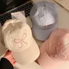 Ball Caps coréen arc brodé pour femmes chapeau de baseball sweet girl ajustable top pieds top pieds de pied d'été