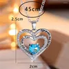 Colliers pendants Collier de coeur de pierre bleu cristal mignon bijoux de mariage vintage pour les femmes cadeaux de la fête des mères