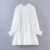 Casual jurken kaki jurk vrouwen 2024 lente herfst herfst lange mouw mode ruches dames elegante witte zakken mini sexy
