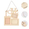 Frames 4 Pcs Crismistmas Decor DIY Picture Frame Love Household Hollow Wooden Po White Base