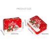 Present Wrap Christmas Metal Tinning Can Square Candy Box Storage Biscuit Iron Home Hand Card 12 9 4.5cm