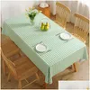 Table Cloth Lime Plaid Pvc Desktop Household Rectangar Printed Tablet Is Simple Dining Fitted Tablecloth 24Pra102401 Drop Delivery H Dh7Ht