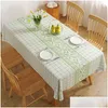 Table Cloth Lime Plaid Pvc Desktop Household Rectangar Printed Tablet Is Simple Dining Fitted Tablecloth 24Pra102401 Drop Delivery H Dh7Ht