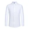 Chemises habillées pour hommes printemps et automne Nouvelle entreprise haut de gamme Classic haut de gamme Pure Blue Blut Mens Spot Wholesale Best Man Shirt Mens Wery Portez Y240514