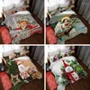 Постилочные комплекты Рождественский Санта -Печатный комплект 3 кусок одеяла наволочка с двойной хлопковой кроватью подарок для детей