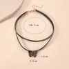 Chokers vintage svart sammet halsband dubbel skiktad fjäril hänge halsband gotiska klubb smycken punk halsband corell kvinnor d240514