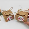 Enveloppe cadeau 24 / 48pcs Christmas Kraft Paper Wave Box Candy Box Sweet Favor Emballage avec corde Sticker Merry Party Supply