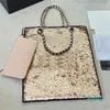 Cekinów Women Designer Tote Bag Bling Bling Gold Metal Hardware Matelasse Łańcuch duża pojemność ramię jumbo torebka mody torebka sacoche kropka