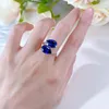 Ringos de cluster S925 Silver Ring Water Got 3 Spal Blue Spinal Crystal 8 12 Open
