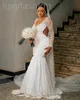 ASO EBI 2024 Abito da sposa sirena d'avorio Crystals Crystals Deep Vina in raso lussuoso abiti da sposa LF034