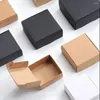 ギフトラップ50pcs多機能Kraft Paper Box Brown Cardboard Handmade Soap diy Black Packaging Jewelry