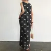 Casual Dresses Summer Loose Dress Stylish Women's Maxi With Dot Print Sleeveless Design stora fickor för stranddagar