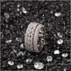 Parringar Parringar Rotertable Cuban Ring Fashion Hip Hop Jewelry Mens Gold Sier High Quality Diamond Iced Out Drop Delivery DHGA DHGIL