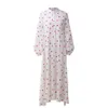 Baskılı Aşk Elbisesi Kadınlar İlkbahar/Yaz 2023 Uzun Patchwork Fener Kollu Saf Pamuk Salıncak Elbisesi 1oess