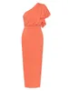 Robes décontractées sexy one épaule collier diagonal mince robe longue femme orange short haut divisé robe de bal en soirée club de fête