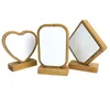 Stock Bamboos Love Blank Photo Cadre avec magnétisme DIY Double Round Wood Sublimation Heart Painting Frames Picture Decoration Sended Ba Plot