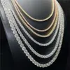 Melhor colar de jóias Largura de bling 3mm 18k Real White Gold Round Round Moissanite Diamonds Tennis Chains