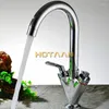 Kitchen Faucets Brass Quality ! Double Handle Sink Tap Mixer Round Swivel Torneira YT-6041