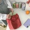 Small Corduroy Lunch Bag for Women 2023 Eco Canvas Portable Tote Bags Mini Female Students Bento Picnic Food Travel Handbags 240511