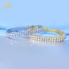 Designer 2 rangées VVS Bracelet de tennis Moisanite Femmes hommes Bijoux plaqué or blanc 0.1CT Diamond Iced Out Bracelet Couple Cadeau