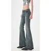 American High Street Spicy Girl Low Waist Jeans Womens Autumn Retro Y2k Design Feel Slim Fit Straight Tube Micro Flash Pants 240426