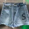 Jeans courts à lettres brodés Fashion Fashion Classic Shorts denim Sexy High Waist Fringe Jeans