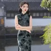 Ethnische Kleidung Frauen Chinesisch Kleid Qipao Krawatte Elastische Kraft Cheongsams China Kleidung Sommerstil Elegant Bodycon Sundresses Seite Split