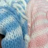 여자 느슨한 팔라 조 오 넥 블루 핑크색 스트라이프 패턴 로고 자수 디자이너 스웨터 점퍼 smlxlxxl