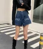 Women Designer Letters Skinny Jeans Short Young Girl Sex Mini Hot Pants Thongs Casual Summer Cool sexy Party embroidered wide leg Denim Fashion Hotpants