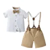 Ensembles de vêtements Baby Boy Clothes Set Summer Short Shirt Shirt Bowtie Shersers Shorts 3pcs Kids Birthday Party Children Gentleman Suit