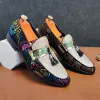 Couleur Blocking Daily Youth Men Locages Round Toe Talon plat Anti Slip British Tassel Formel Shoes Forme