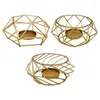 キャンドルホルダー3D幾何学的なゴールド磨かれたティアライトホルダーテーブルトップセンターピースウェディングイベントパーティー装飾キャンドルホルダースタンド