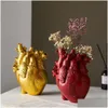 Vases Figurines Resin anatomique Coeur Fleur Potte de fleurs Vase Vase Séclées Récipient de fleurs en forme Scpture Decoration Home Drop Livilar