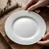 Tallrikar 4st White Ceramic Dinner Plate 8-tums randig västra efterrätt sallad biff rätter hem kökssats