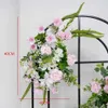 Hyacintroze bloemen groen roze decoratief blad bloem rijen arrangement bruiloft achtergrond boog deco tafel middelpunt welkomstbord