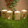 Box Tree Creative Gift Christmas Wood Letter Elk Candle Holder Candlestick Table Lamp för Tea Light Decoration 7x9cm Stick