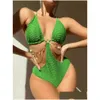 Women'S Swimwear Womens Ring Linked Cut Out One Piece Swimsuit 2023 Sexy Chain Monokini Bathing Suit May Female Solid Bodysuit Drop Dhzul