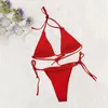 Menas de banho feminina feminina maiô Bikini Beach Solid Memorial Day Fringe Remoção da Maternidade