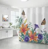 Rideaux de douche aquarelle décor de salle de bain floral style pastoral pour un écran opaque imperméable avec crochets