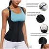 Kvinnors Shapers Womens Bastu Corset Gym Women Shapewear Slimming Thermo Trainer Tank Fitness Vest Shaper Workout Shirt Top Sweat Zip Dhypn