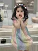 Top Girl Salia Letra Colorida Impressão Vestido de Bebê Tamanho 100-160 Verão Crianças Roupas de Designer Roupas Bordadas Criança Criança 24FEB20