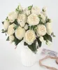 5 Big Headsbouquet Peonies Flores artificiais Peonias de seda buquê 4 Bud Flowers Casamento Decoração Falsa Peony Rose Flower G4624215