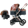 유모차# 새로운 Cartton Baby Stroller 3 in 1 1 in 1 with car seat pu 가죽 접이식 신생 캐리지 여행 트롤리 유모차 신생아 유모차 아기 H240514