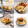 Scatole di stoccaggio bins Black Creative Table Table Basket French Snacks Frieds Snack in acciaio inossidabile Organizzatore Accessori per cucine per cucina S24513