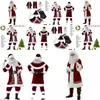 Mens Tracksuits 8Pcs Men Christmas Santa Claus Suit Costume Cosplay Clothes Fancy Long Sleeve For Adts Casa De Papel Disfraz Drop De Dhlbe