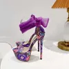 Floral Sandals Summer Print Women Fashion Lace-Up High Heels 16CM Waterproof Platform Sexy Club Party ShoesSandals saa Shoes
