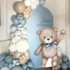 Décoration de fête Blue Bow Bear Coupés de mosaïque Board de mousse 18/6 / 36 pouces marron pour baby shower anniversaire de fond de décoration de fond de décoration