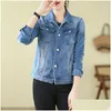 Damesjassen dames retro afslaan kraag denim jas high street lange mouw jas Koreaanse stijl losse dames tops jaqueta femini dhs3v